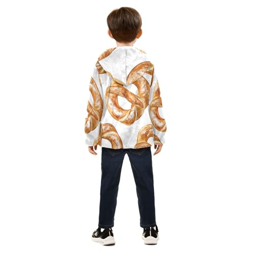 Bavarian Pretzel Girls Fleece Jacket Girls Fall Jacket Girls Zip Up Hoodie Girls Sherpa Jacket 2-10T4