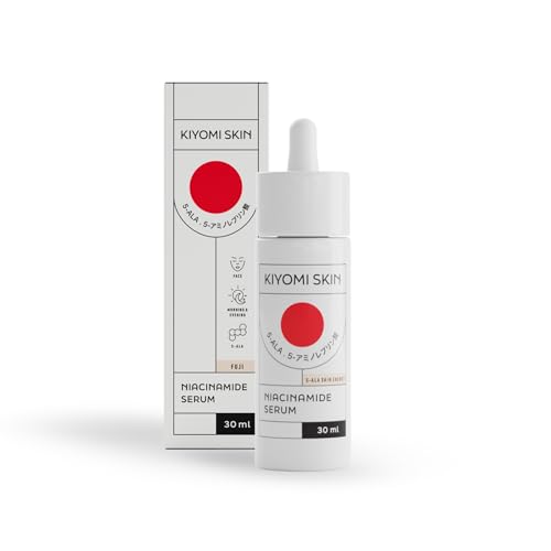 KIYOMI SKIN Porenverfeinerndes Niacinamide Serum 30ml mit 5-ALA und Hyaluronsäure gegen große Poren, Glass Skin trockene Haut - dermatest sehr gut, Gesichtsserum gegen Pickel und Pickelmale