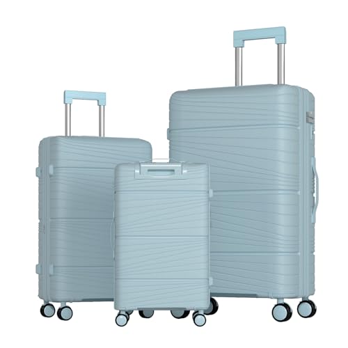 Mjkone 3-Piece Hardshell Luggage Sets with 360° Spinner Wheels, YKK Zippers & TSA-Approved Lock, Ultra Lightweight Suitcases (Diagonal Stripe) in Pink (20+24+28 inch)