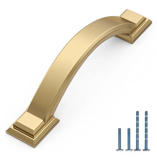 AOOTOCH 5 Pack 3 Inch(76mm) Champagne Bronze Cabinet Pulls, Champagne Gold Cabinet Handles Kitchen Arch Cabinet Hardware for Bathroom Drawer