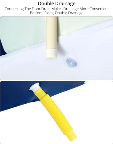 QWORK® Große Tragbare Badewanne 140cmX60cmX55cm, Erwachsene Klappbare Plastikwanne, Spa Badewanne, für Einweichbäder zu Hause