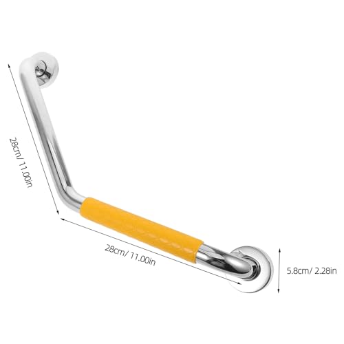 Barra de apoyo de acero inoxidable para baño con mango de silicona amarilla antideslizante 3