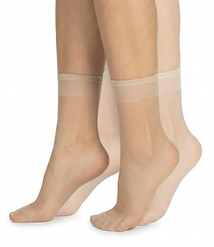 NOQ Chaussettes pour femmes au-dessus de la cheville uni 15 DEN transparent mat sans pression avec haut confortable taille unique deux paires décontracté bureau dames longueur d'équipage, Satin