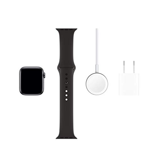 Image of Apple Watch Series 5 (GPS + Cellular, 40MM) - Stainless Steel Case with Black Sport Band (Renewed)