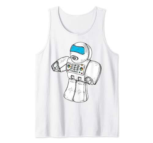 Robot Cartoon Art Tank Top, White, S