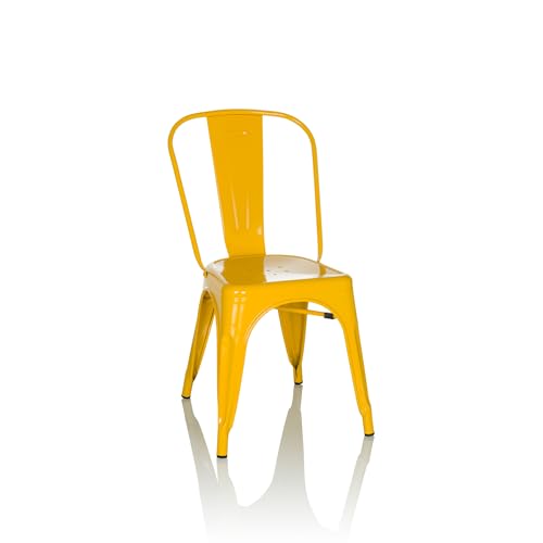 hjh OFFICE 645091 Chaise bistrot VANTAGGIO Comfort Métal Jaune, Style Industriel, empilable