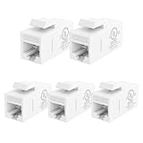 VCE 5-Pack CAT6 RJ45 Keystone Jack Inline Coupler-White UL Listed
