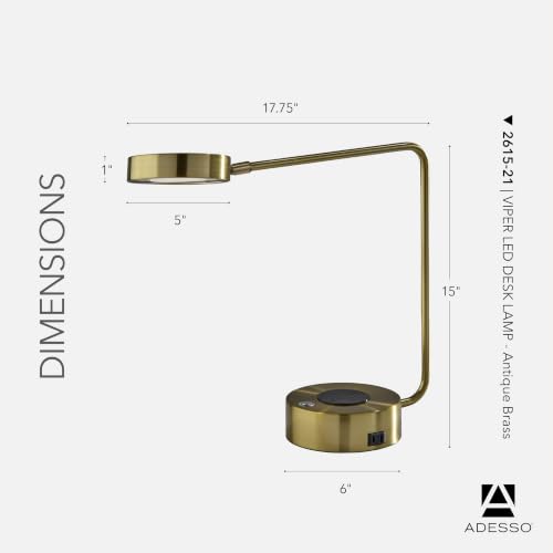 Adesso Desk Lamp with Dual USB Ports & Wireless Charging Pad, 15" by Adesso - Used condition - Image 6