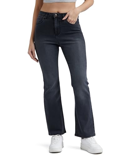Image of INKD Women's Flared Bootcut Jeans - High-Rise | Enzyme Wash | Classic 5 Pocket Styling | Jeans for Women (Available in Plus Sizes)