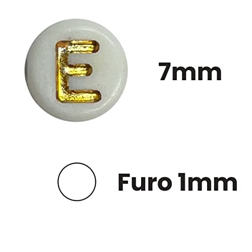 300 Miçangas Brancas Conta Letras Douradas Redondas Alfabeto Completo Para Colar Infantil Pulseira A