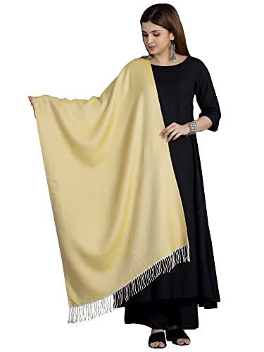 Ravaiyaa - Attitude is everything Women's Marina Wool Herringbone Stole, Soft and Warm Casual Scarf Neck Wraps Hijab, Winter Shawl (Yellow)