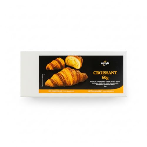 Croissants de Mantequilla Fina Francesa (Beurre Fin) - Pack de 30 Unidades de 60g - Formato Frio Listo para Hornear - Bollería Tradicional Francesa - Bridor - Caja 1,8 kg - NEXU