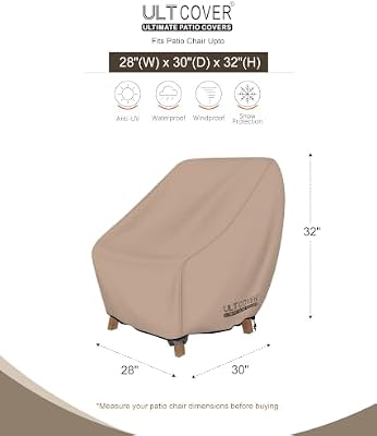 ULTCOVER Waterproof Patio Chair Cover – Outdoor Lounge Deep Seat Single Lawn Chair Cover 2 Pack Fits Up to 28W x 30D x 32H inches