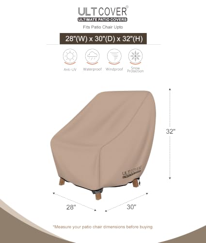 ULTCOVER Waterproof Patio Chair Cover – Outdoor Lounge Deep Seat Single Lawn Chair Cover 2 Pack Fits Up to 28W x 30D x 32H inches