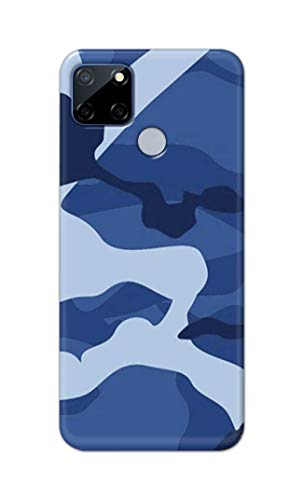 Image of Printed Hard Back Cover Case for Realme C12 Back Cover (Army Blue Pattern) -1302