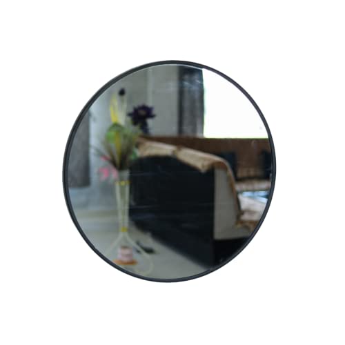 Image of Quality Glass Metal Frame Round Wall Mirror Royal Mirror Home Decorative Mirror Modern Mirror Living Room Mirror Wall Mirror Bathroom Mirror Size 30x30 inches Color Black MF 47