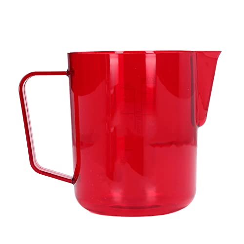 YUMILI Tasse à café – Pichet à Lait en Acrylique de 600 ML, Tasse à mesurer au Micro-Ondes avec Sortie d'eau de Type Bouche d'aigle, pichet à mousser Anti-Casse, Bleu/Rouge(Rouge)