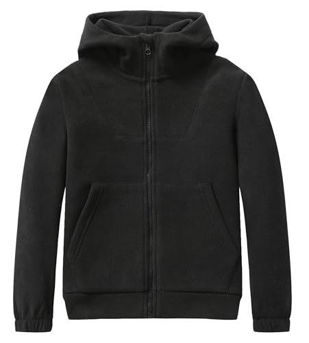 Boy's Warm Fleece Hoodies Sweatshirts Full Zip Long Sleeve Hooded Pullover with Pockets