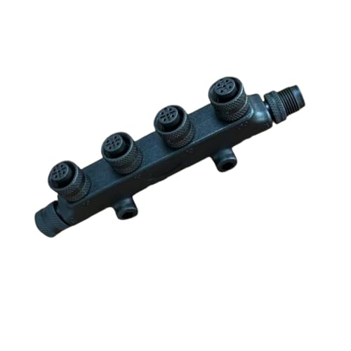 Image of NMEA 2000 N2k 4 Port MultiPort T Connector IP67 M12 5Pin Junction Box Distributor Backbone Drop Cables Tee Splitter 0101107801 for Marine Ship Yacht Lowrance Networks (Black)