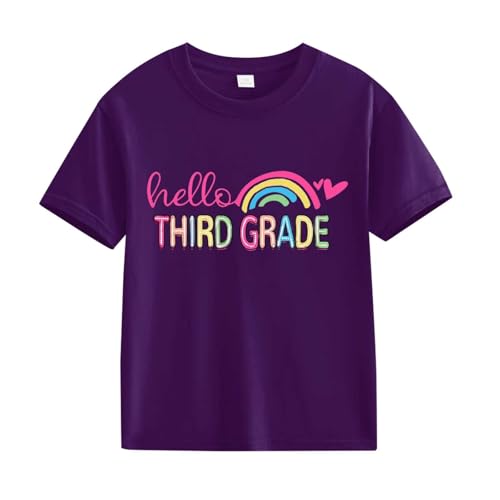 Back to School Outfits for Girls First Day of School Shirts Kids Third Grade Short Sleeve Tops Casual Cute Crewneck Tees2
