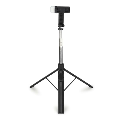 Image of Prolet 170cm Selfie Stick with Tripod, Bluetooth Selfie Stick Tripod, 170CM / 67inch Extra Long Selfie StickTripod Remote Control (Black, Remote Included, with Light)-Black