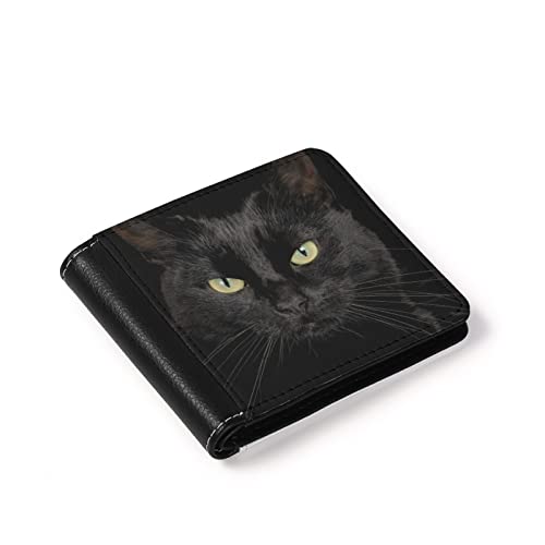 Coldinair Black Cat Print Men's Pu Leather Wallet Slim Bifold With Credit Card Pockets Rfid Blocking Mens Wallet #TOP3