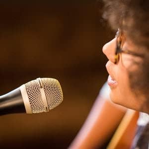 Person singing into a Beyerdynamic microphone