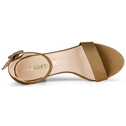Image of Allegra K Women's Open Toe Chunky High Heel Buckle Ankle Strap Sandals | 3 3 /8 inches Heels with Faux Suede, Comfortable Block Heels Sandal for Women, Summer Dressy Shoes