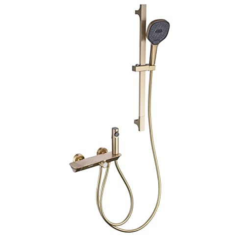 Robinet de douche thermostatique mural avec douchette à main et colonne cascade