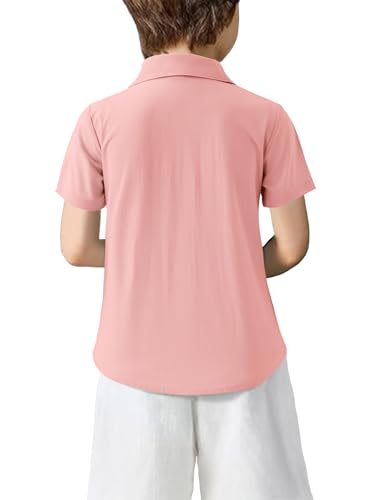 Image of Boys Guayabera Shirt Short Sleeve Button Down Casual Linen Shirt with Pockets for Summer Hawaiian Holiday 4-13Y