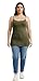 Emmalise Clothing Women's Basic Casual Plain Long Camisole Cami Top Tank, Olive, Large