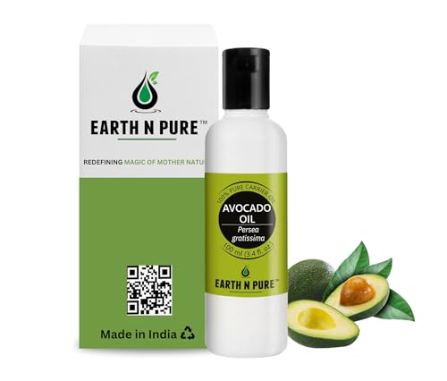 Image of Earth N Pure Avocado Oil Cold Pressed, Natural and Therapeutic Grade for Hair and Skin - 100 ml