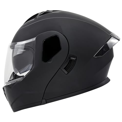 ModeIY - Motorcycle Modular Helmet, Full Face Motorcycle Helmets with Flip-Up Visor for Men Women, Convertible Design with Anti-Fog Visor, Adjustable Ventilation DOT Certified (Black, X-Large)