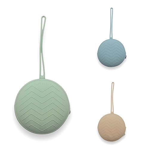 Image of Silicone Pacifier Case, BPA-Free, Holder, Newborn Baby Pouch for Pacifier and Clip or Other Teether Toys, Boys & Girls (2-pack, 3-pack, 5-pack) (Blue/Green/Brown)