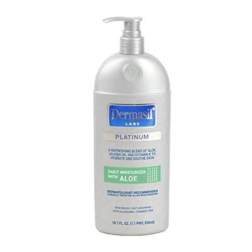 Dermasil Aloe Vera Face Moisturizing Lotion | Dry Skin Body Lotion & Face Protection for Soothing & Softens Labs Dermatologists Recommended Treatment Pump Cap Bottle (Aloe Vera Lotion)