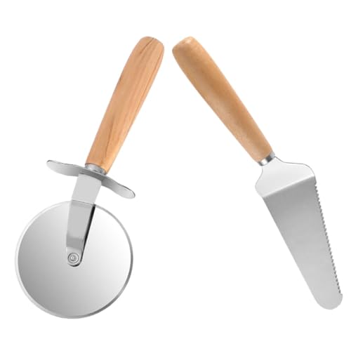 FUNOMOCYA 1Set Stainless Steel Pizza Cutter Ergonomic Kitchen Pizza Wheel Slicer Server Easy to Clean Resistant Versatile for Pizza Pies and Bread Baking Roller