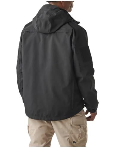 5.11 Tactical Sabre 2.0 Waterproof Jacket, Polyester Bonded Softshell, Detachable Hood, Black, Medium, Style 481124