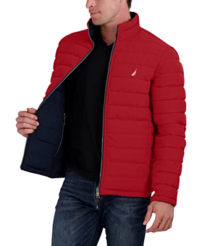 Image of Nautica Men's Reversible Quilted Puffer Jacket -Midweight Mechanical Stretch Winter Coat