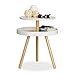 Produktbild Relaxdays Beistelltisch rund weiß, Holz, Birke, Ablage, Dreibein, Sofatisch, Couchtisch, HxBxT: 55 x 47 x 47 cm, white