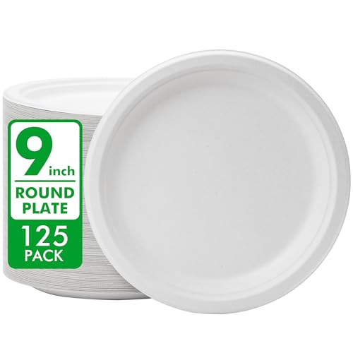 RACETOP Disposable Compostable Paper Plates (125 Pack)