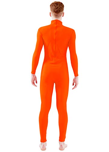 Ensnovo Adult Spandex Turtleneck Long Sleeve One Piece Unitard Bodysuit Dancewear Fluorescent Orange, S