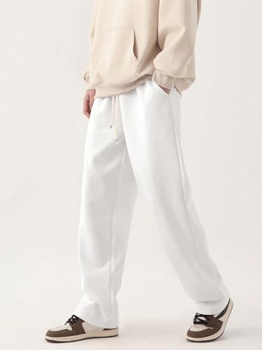 Image of dockstreet Straight Wide fit Long Length Trouser Style Drawstring Trackpant for Men /Trending Sporty Style, Relaxed Casual Pants for Men