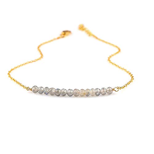 Natural Labradorite Beaded Bracelets In 14K Gold Plated 925 Sterling Silver For Women Personalized Christmas Gifts Black Friday Sale