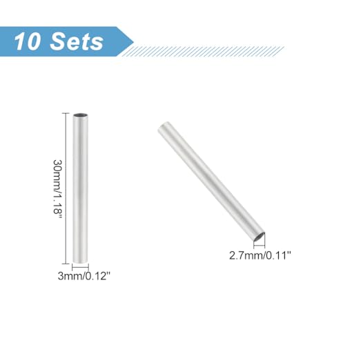 UNICRAFTALE 200pcs 30mm Long Stainless Steel Tube Beads Straight Tube Charms Metal Smooth Finding Beads for Jewelry Crafts Making Findings 2.7mm Hole Stainless Steel Color - Image 4