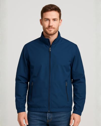 Image of Men's Lightweight Windcheater Zipper Jacket - Gym, Rider Winter Jacket for Men - Thin Wind Sheeter Zip-up Sports Jacket for Man