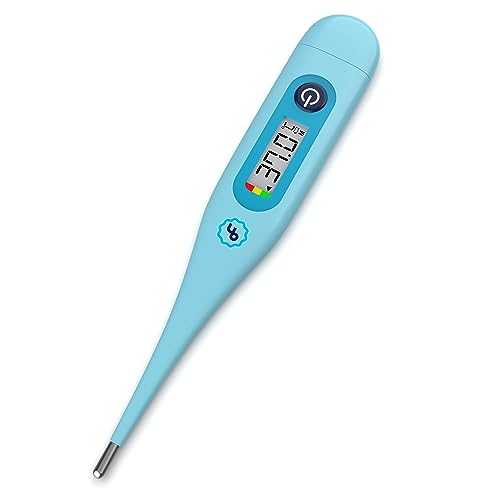 Digital Thermometer ByFloProducts – Perfect Baby Thermometer with Accurate Readings and Fever Indicator – Basal Body Thermometer, Oral Thermometer, Rectal & Underarm with Celsius/Fahrenheit (Blue)