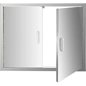 S7 BBQ Double Access Door 31W x 24H Inch, BBQ Door Stainless Steel Wall Construction Vertical, Outdoor Kitchen Door for BBQ Island, Grilling Station, Outside Cabinet