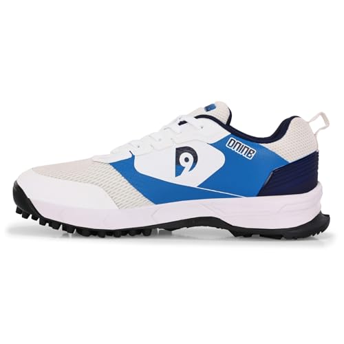 Image of DNINE Force Men,Rubber Stud Cricket Shoes - White /Navy Blue