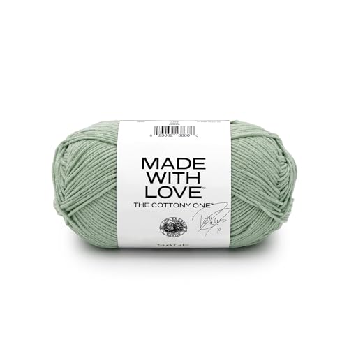 Image of Lion Brand Yarn Made with Love The Cottony One Yarn for Crocheting, Knitting, and Crafts, Sage, 1 Pack