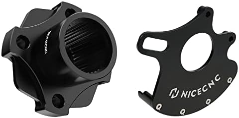 NICECNC Black Rear Brake Disc Bracket Brake Rotor Hub and Rear Disc Rotor Guard Protector Compatible with Yamaha Raptor 700 700R